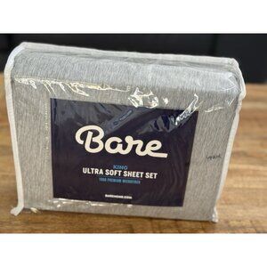 Bare Home King Sheet Set Luxury 1800 Ultra Soft Microfiber Bed Heathered Grey